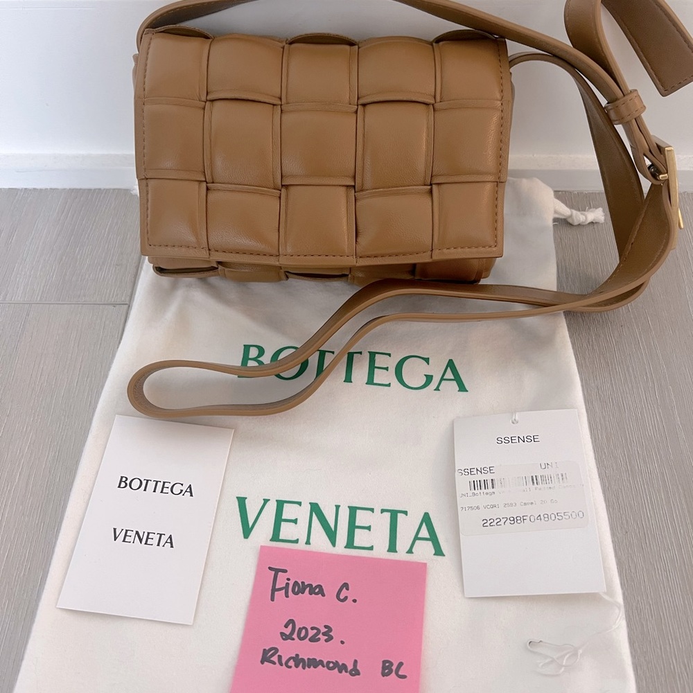 Botteg veneta tan small padded cassette bag